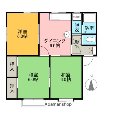 エクセルビューA(3DK/2階)の間取り写真
