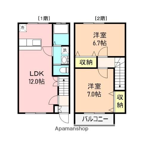 HOUSE.A.O尾山(2LDK/1階)の間取り写真