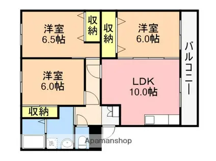 以留鹿倶楽部(3LDK/3階)の間取り写真