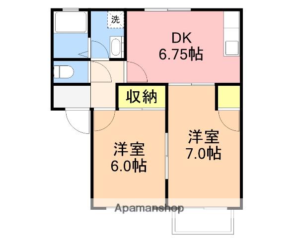 パルテールはなみずき(2DK/1階)の間取り写真