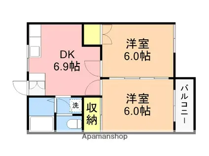 サニーハウス宮田(2DK/2階)の間取り写真