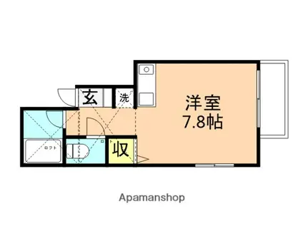 新潟県新潟市東区 2階建 築21年(ワンルーム/2階)の間取り写真