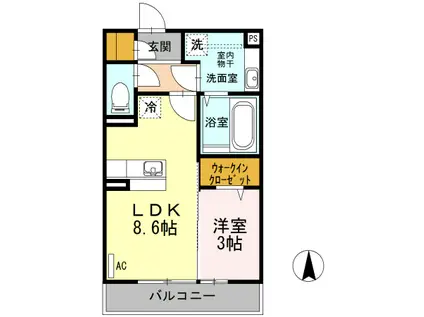 クレサージュ(1LDK/2階)の間取り写真