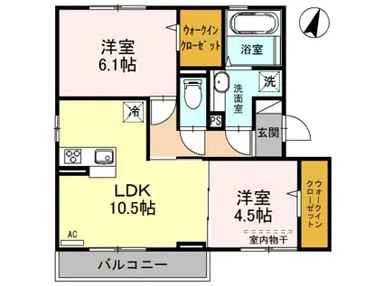 プランタン石山(2LDK/2階)の間取り写真