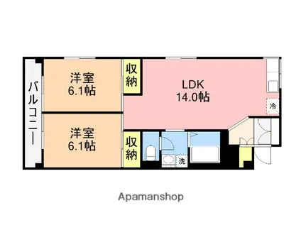 東明マンション(2LDK/4階)の間取り写真