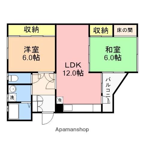 エクセルいうら(2LDK/3階)の間取り写真