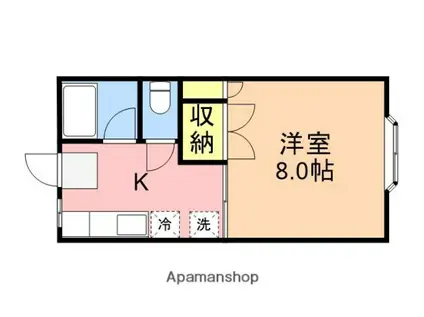 萌木野ボペップハウス(1K/1階)の間取り写真