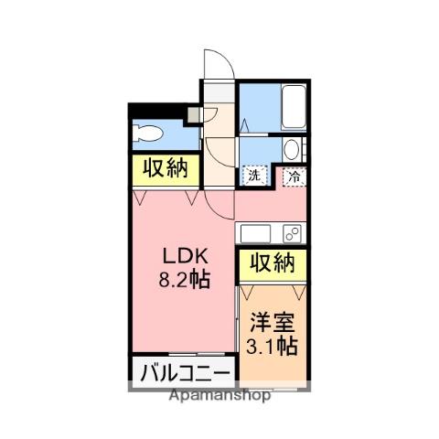 ヒルズ柿乃木坂(1LDK/2階)の間取り写真