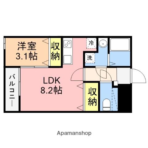 ヒルズ柿乃木坂(1LDK/1階)の間取り写真