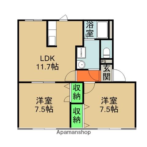 パークアベニュー松海が丘(2LDK/2階)の間取り写真