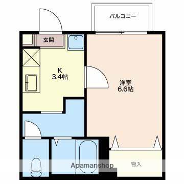 ドミールN(1K/1階)の間取り写真