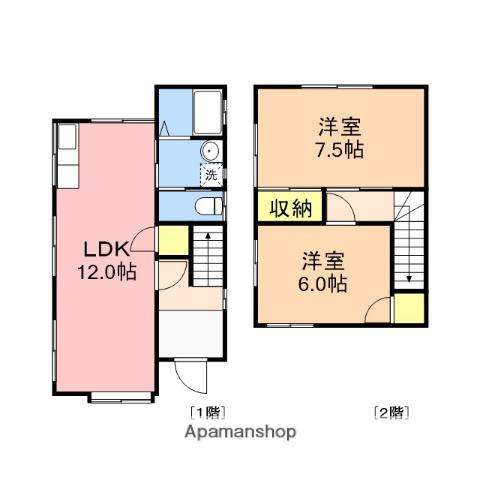 新潟県新潟市西区 2階建 築31年(2LDK)の間取り写真