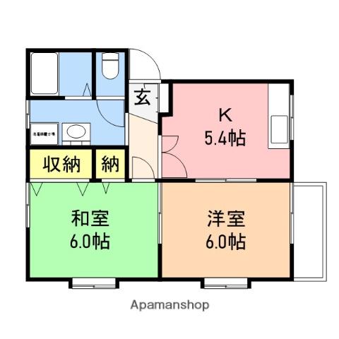 越後線 寺尾駅 徒歩15分 2階建 築29年(2K/2階)の間取り写真