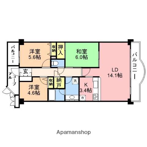 プレステージ青山(3LDK/2階)の間取り写真