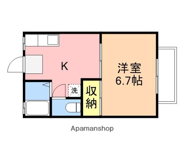 アルカージ(1K/2階)の間取り写真