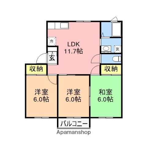 ラフォーレシャンブルA(3LDK/2階)の間取り写真
