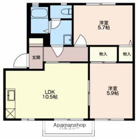 グランシェールC・D棟(2LDK/1階)の間取り写真