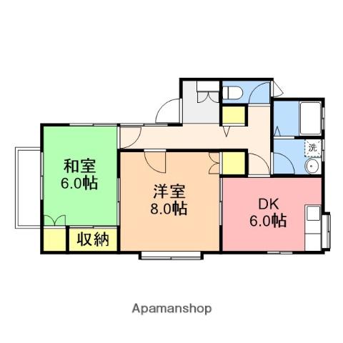 梨本ハイランド(2DK/1階)の間取り写真