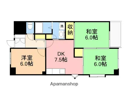スカイマンション青嵐(3DK/2階)の間取り写真