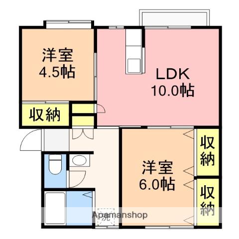 ドミール望(2LDK/1階)の間取り写真