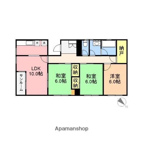 青山ヒルズ(3LDK/2階)の間取り写真