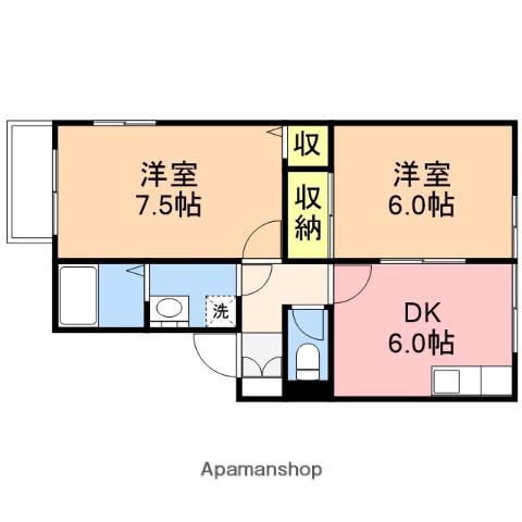 ハイカムール青山(2DK/1階)の間取り写真