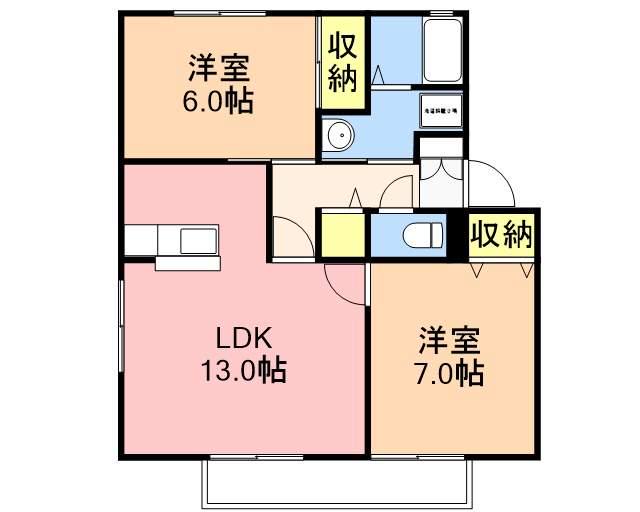 カーサラフィーネ(2LDK/2階)の間取り写真