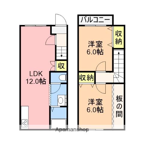 グランディールⅢ(2LDK/1階)の間取り写真