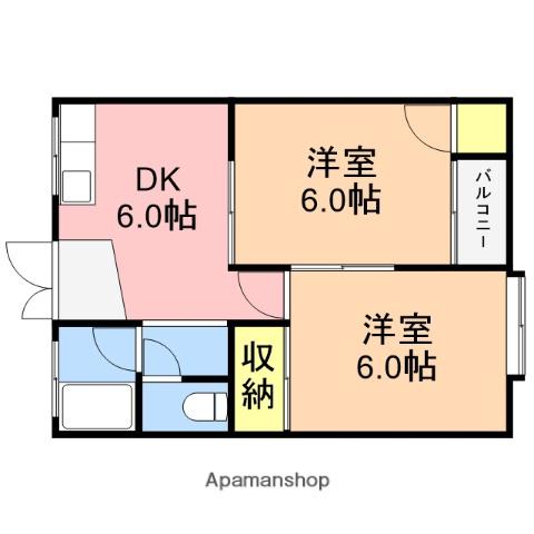 ホワイトハイツ(2DK/2階)の間取り写真