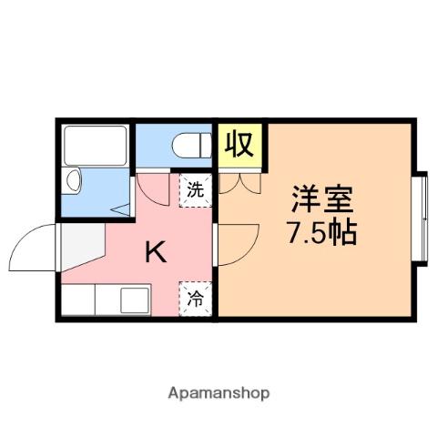 みゆきⅥ(1K/2階)の間取り写真