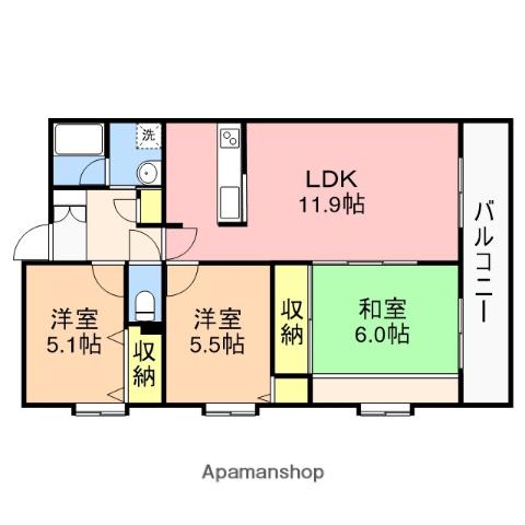 ボナール浜松イースト館(3LDK/1階)の間取り写真