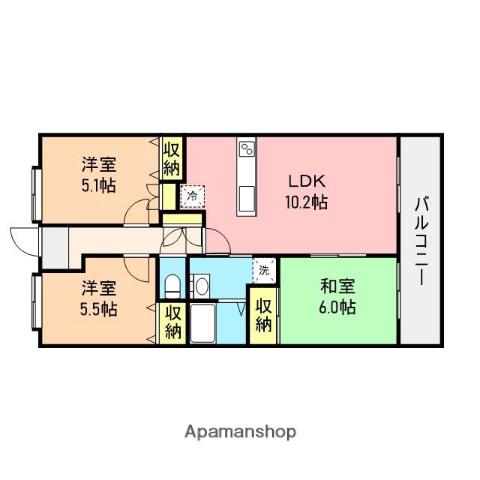 ボナール浜松イースト館(3LDK/1階)の間取り写真