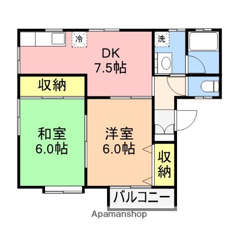 リエット(2DK/2階)の間取り写真