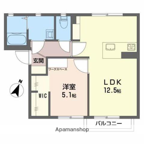 越後線 新潟大学前駅 徒歩18分 2階建 築24年(1LDK/2階)の間取り写真