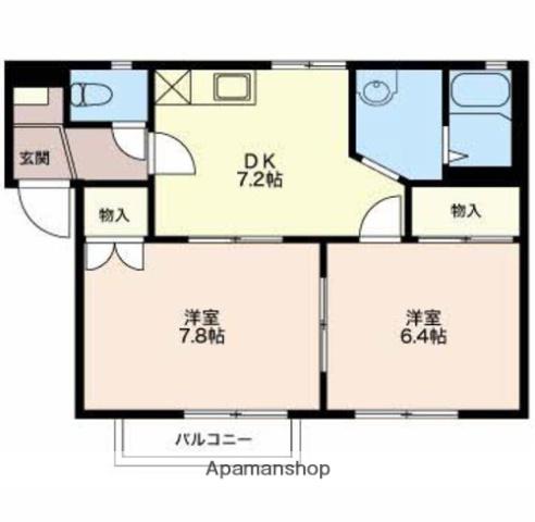 グランディールこばり(2DK/1階)の間取り写真