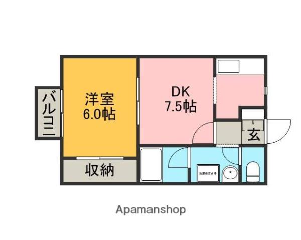 プロパティー・88(1DK/2階)の間取り写真