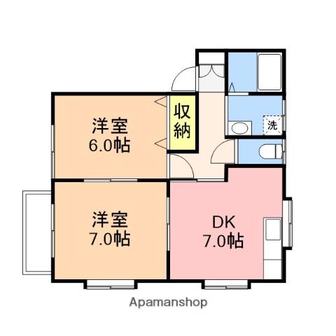 シリウス(2DK/1階)の間取り写真