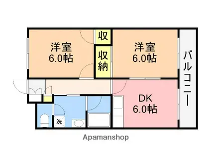 バルトハイム21(2DK/2階)の間取り写真