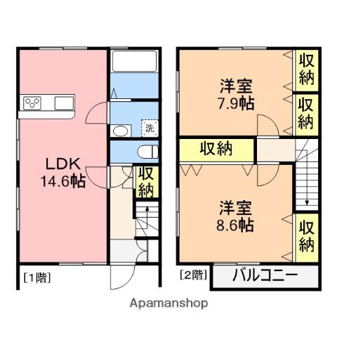 メゾンフルール(2LDK/1階)の間取り写真