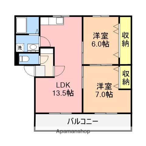 ビューハイツ青山(2LDK/2階)の間取り写真