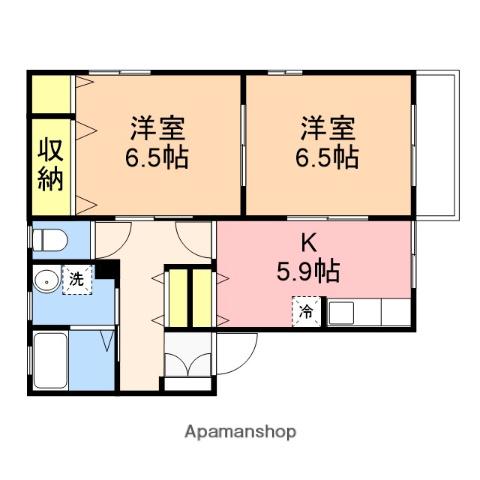 メゾンディアスD棟(2K/1階)の間取り写真