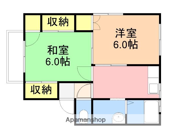 ハイツ平野(2K/2階)の間取り写真