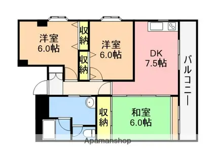 第二スカイマンション青嵐(3DK/3階)の間取り写真