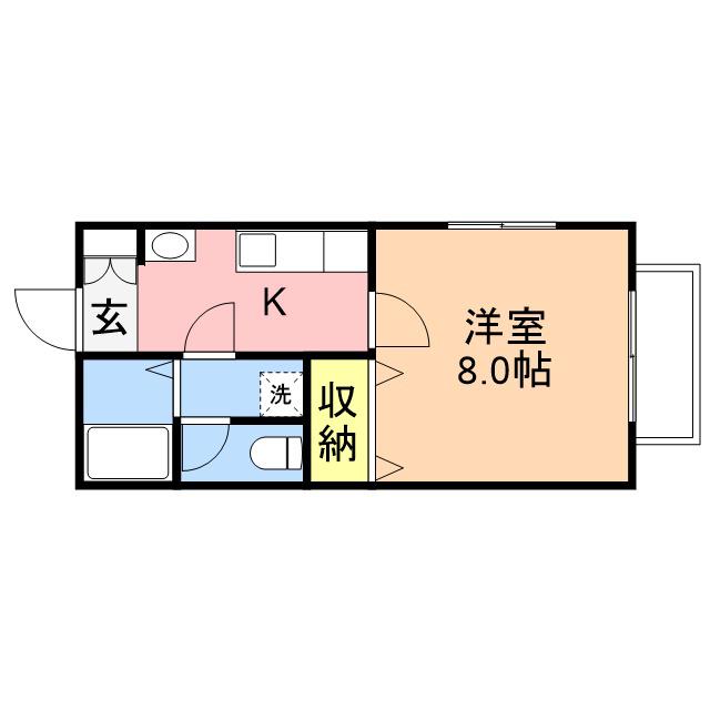 サンライズタウン青山Ⅱ(1K/1階)の間取り写真