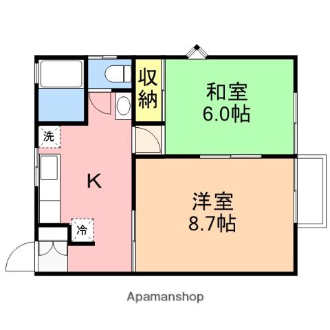 ライトコート21(2K/1階)の間取り写真
