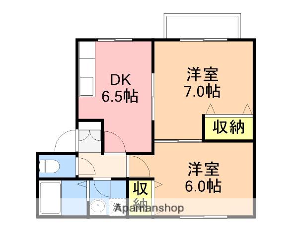 レジデンスK(2DK/1階)の間取り写真