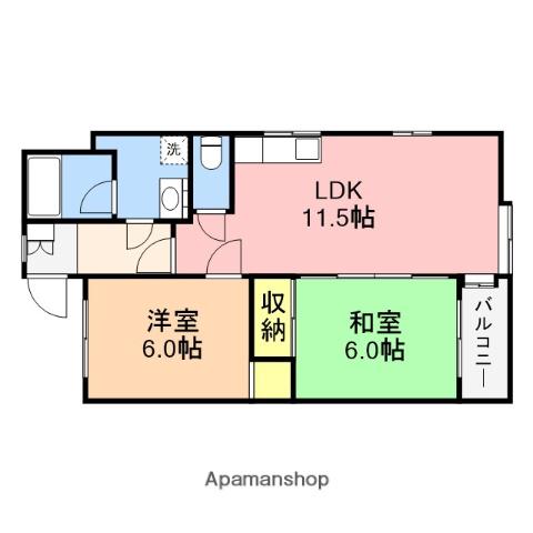 ジョイフル真砂 A・B棟(2LDK/2階)の間取り写真