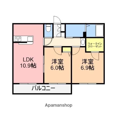 シャーメゾン巻(2LDK/2階)の間取り写真