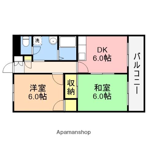 ラ・カーサゆりのき(2DK/2階)の間取り写真