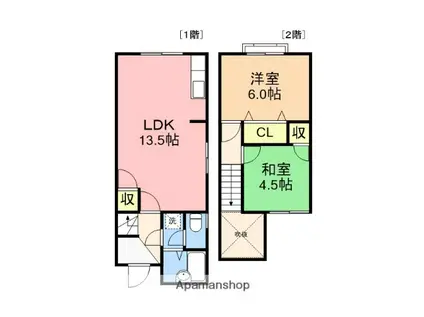 タウンハウス(2LDK/1階)の間取り写真